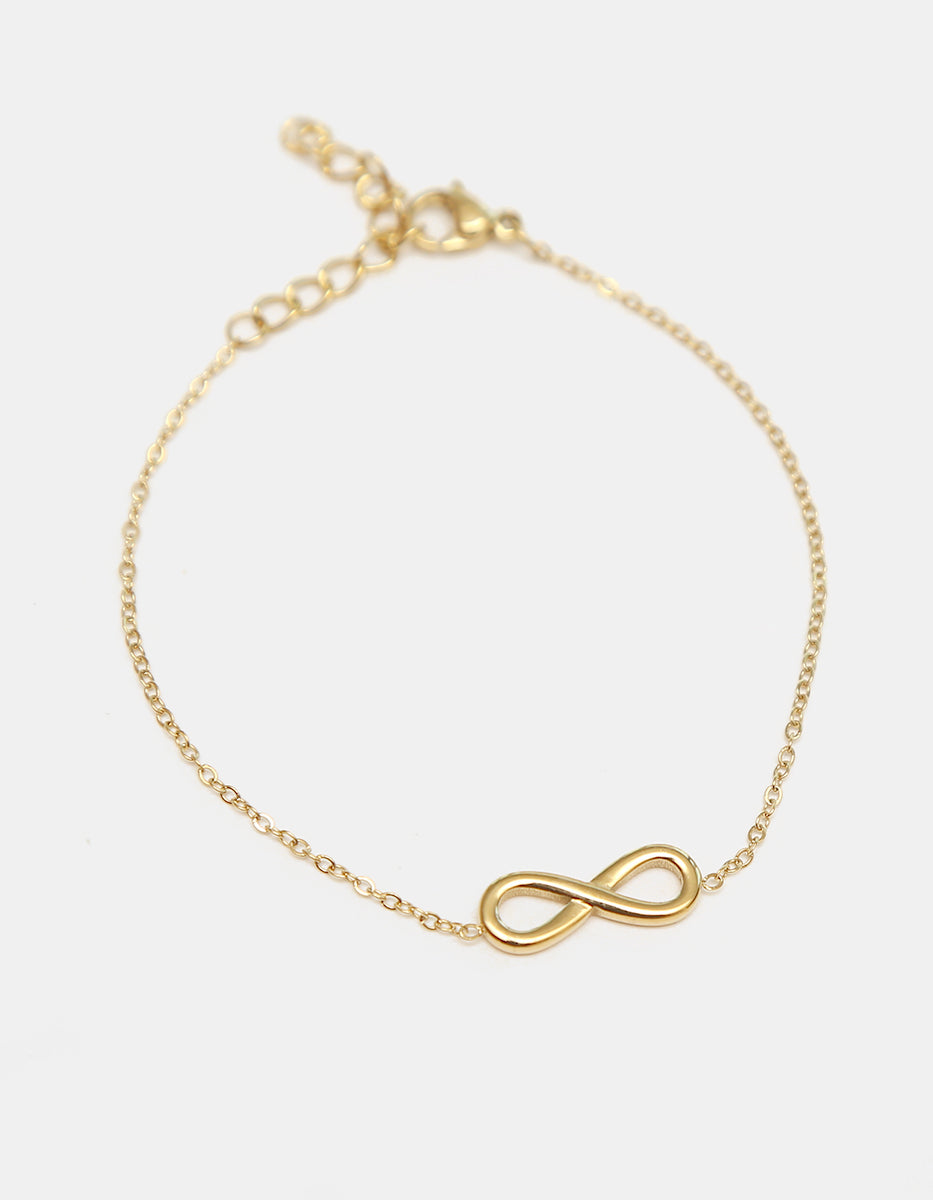 Pulsera de bronce con baño de oro de 22kt con símbolo infinito Love Story