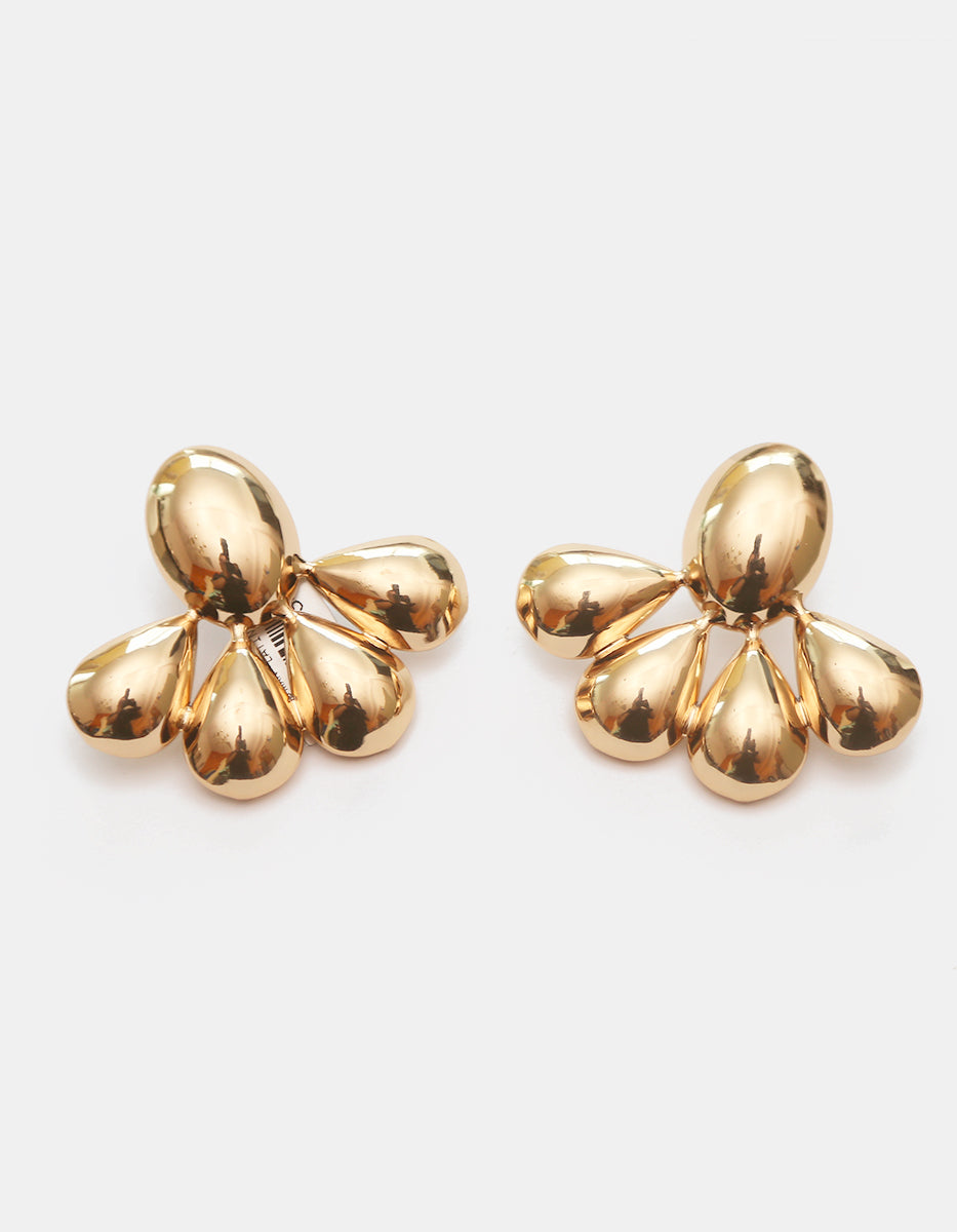 Aretes de Gold-Filled de 22kt con diseño orgánico con composición de gotas abombadas