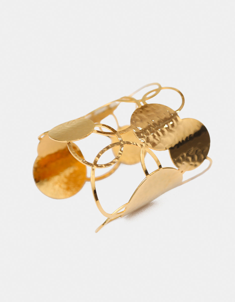 Brazalete de Bronce con Baño de Oro de 22kt Martelinado Golden Chic
