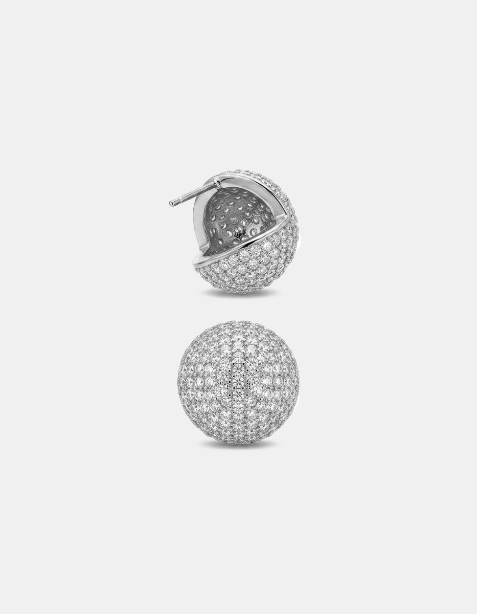 Aretes con baño Platino e incrustaciones de topacios blancos corte brillante Festive Style