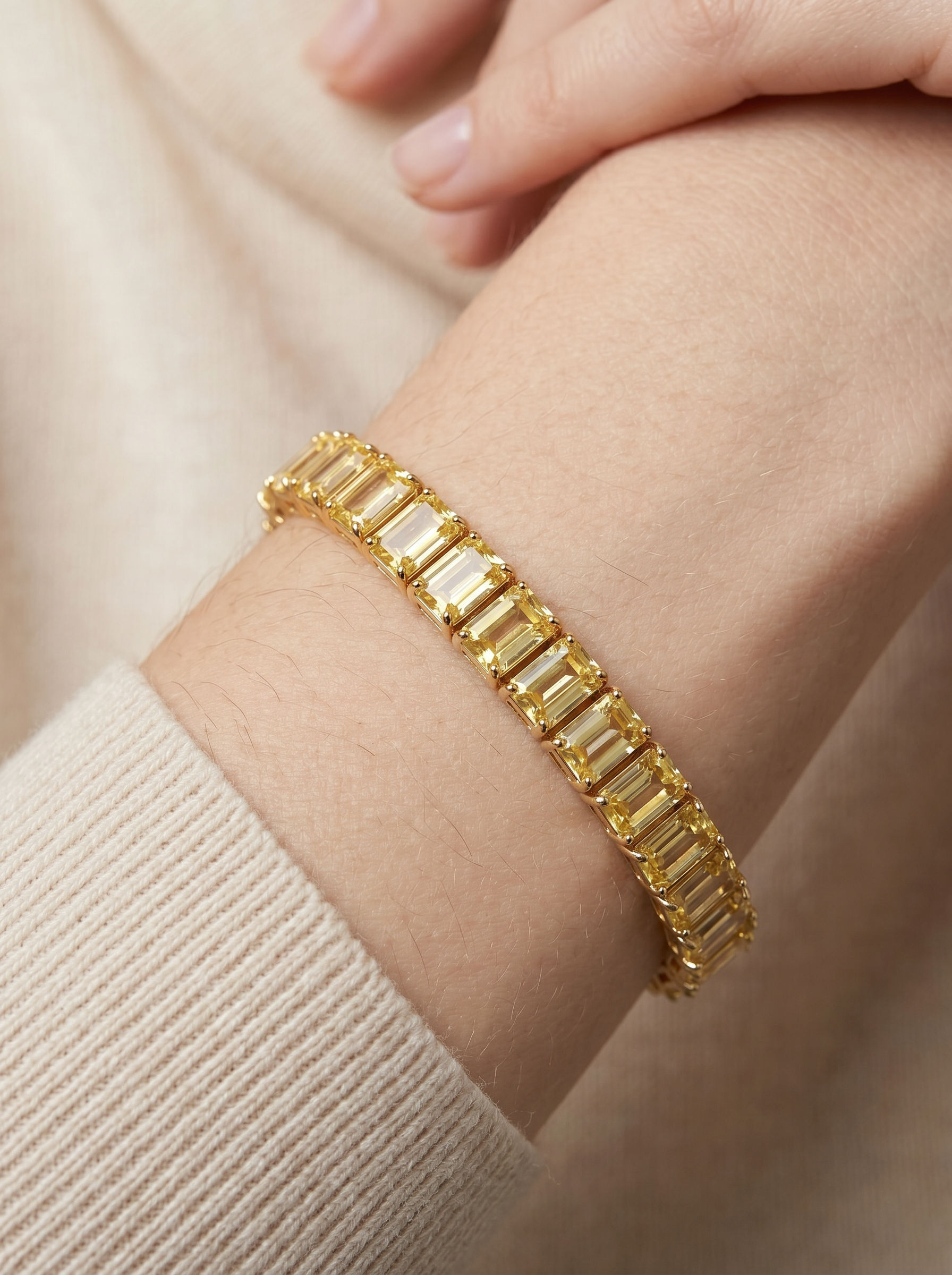 Pulsera de Plata .925 con citrinos amarillos en corte baguette Seducción
