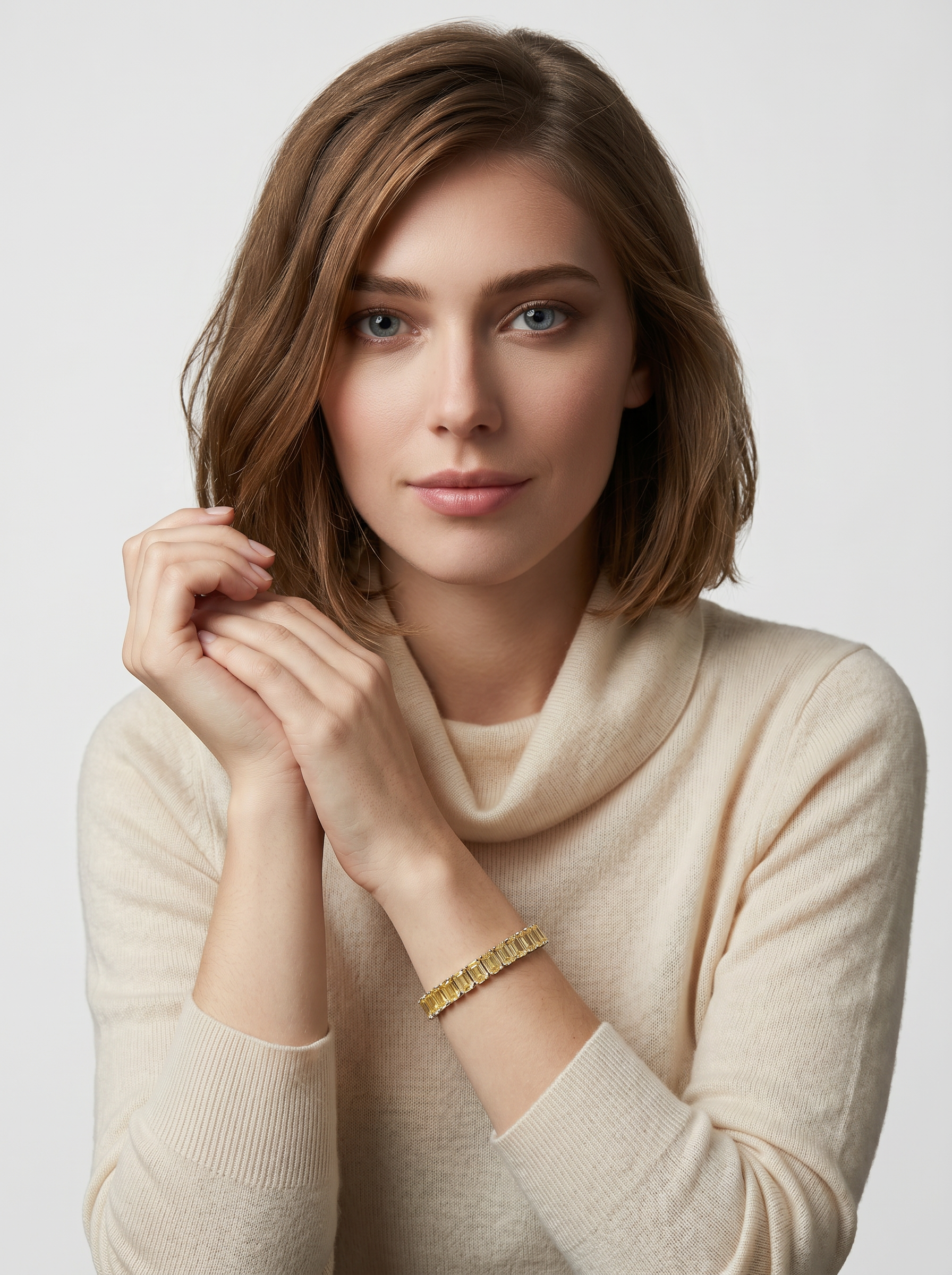Pulsera de Plata .925 con citrinos amarillos en corte baguette Seducción