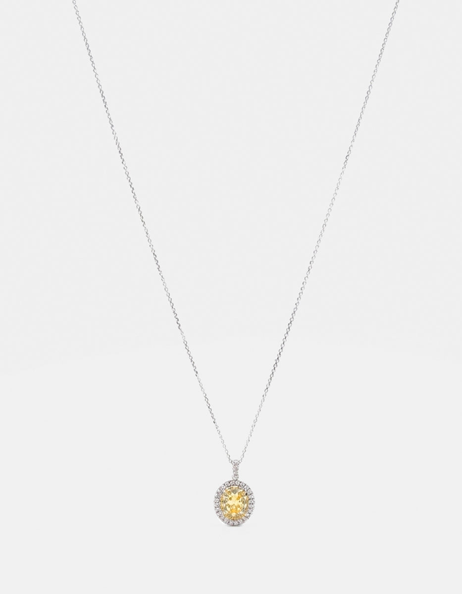 Collar de Plata .925 con dije de citrino amarillo en corte óvalo y topacios blancos Seducción