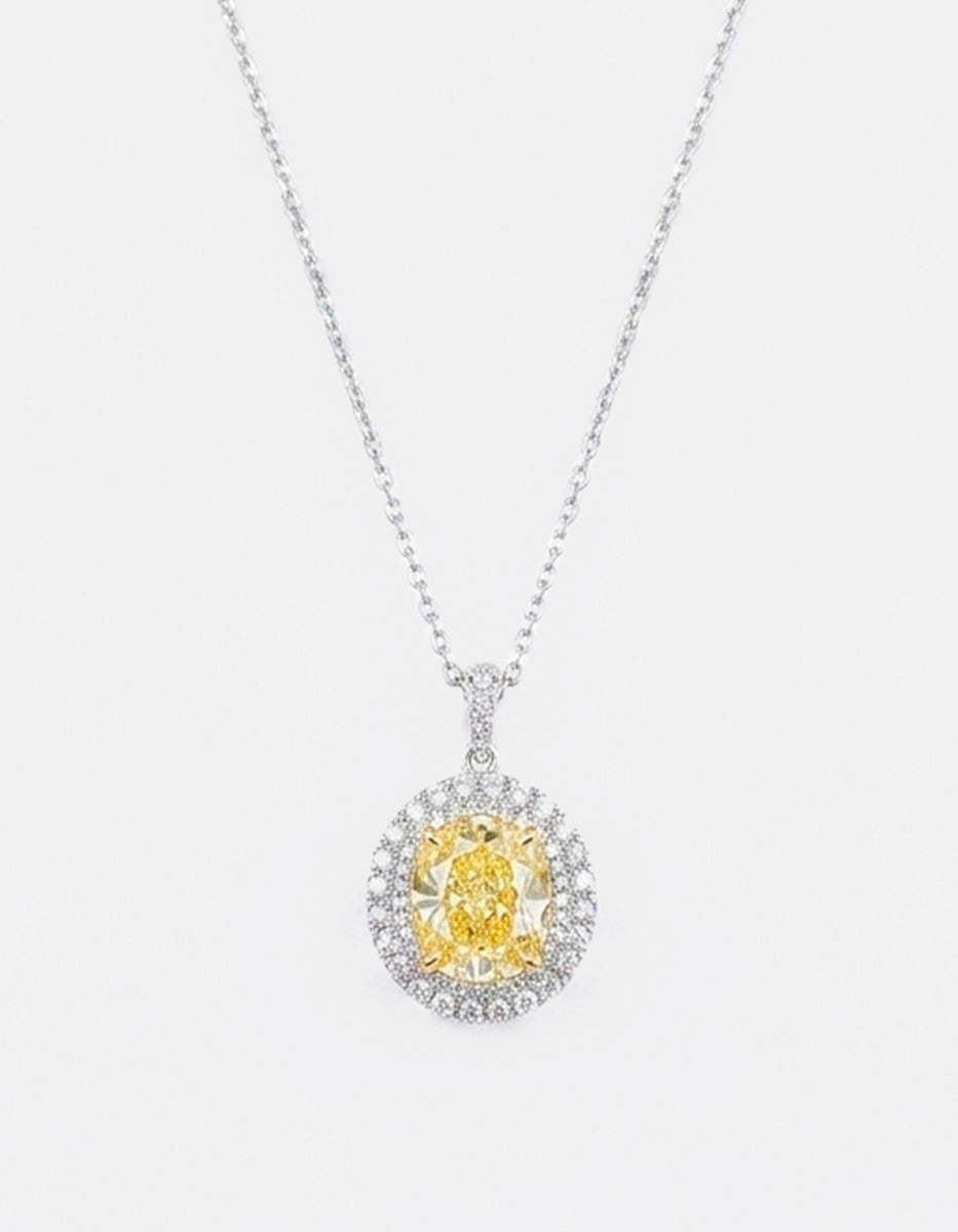 Collar de Plata .925 con dije de citrino amarillo en corte óvalo y topacios blancos Seducción