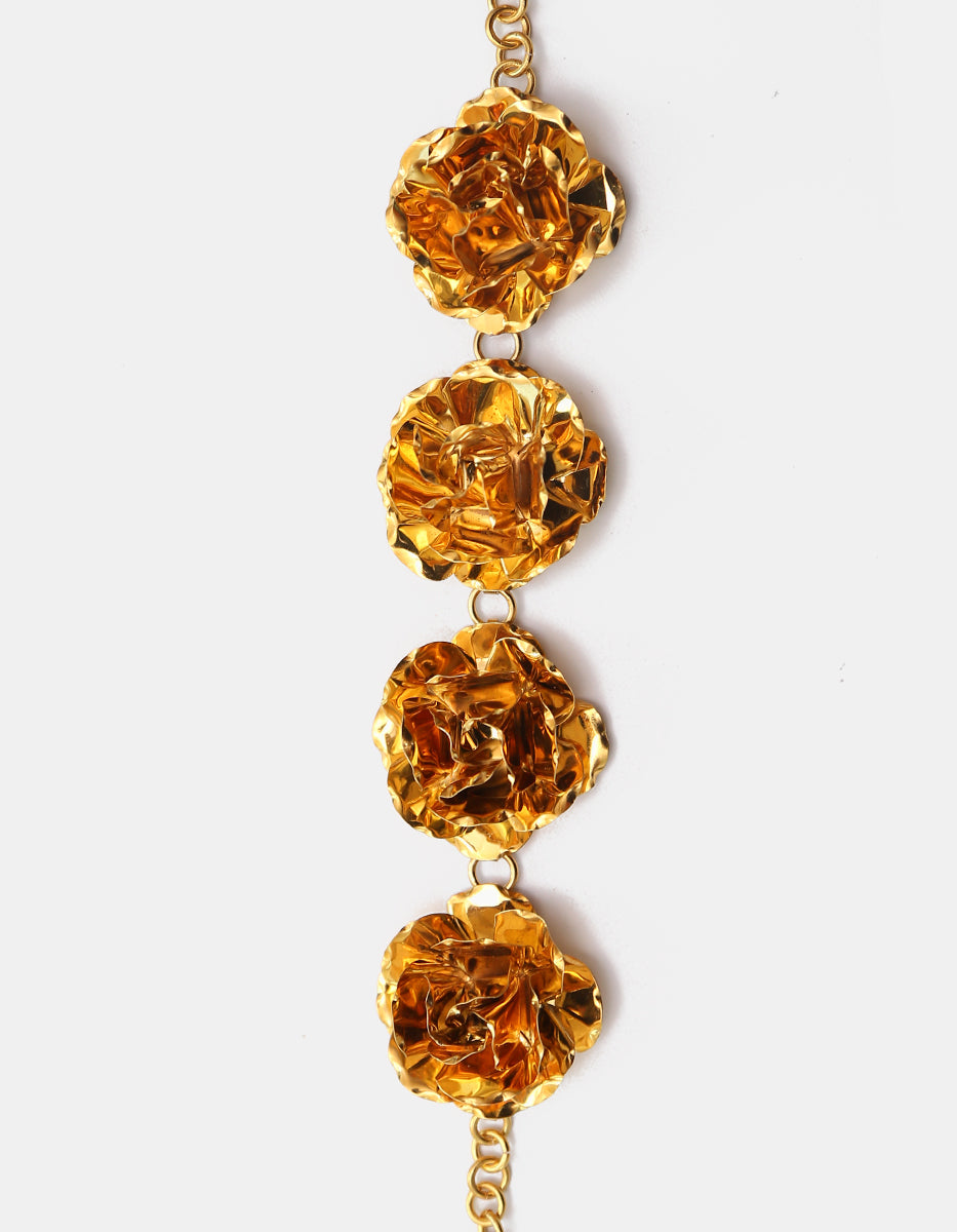 Pulsera ajustable de rosas en bronce con baño de oro de 22kt Edén