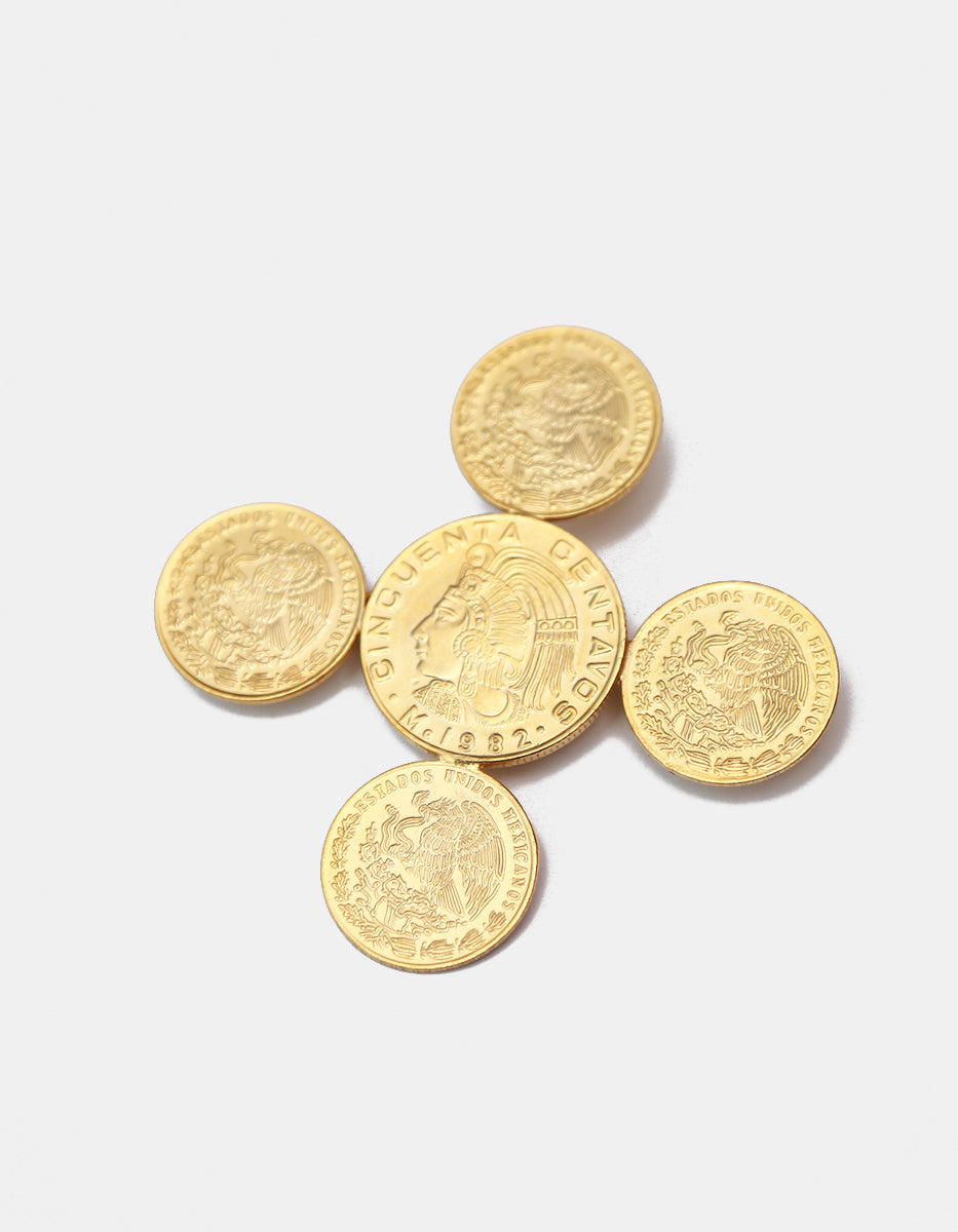 Prendedor en Cruz de Monedas Vintage en Baño de Oro de 22kt