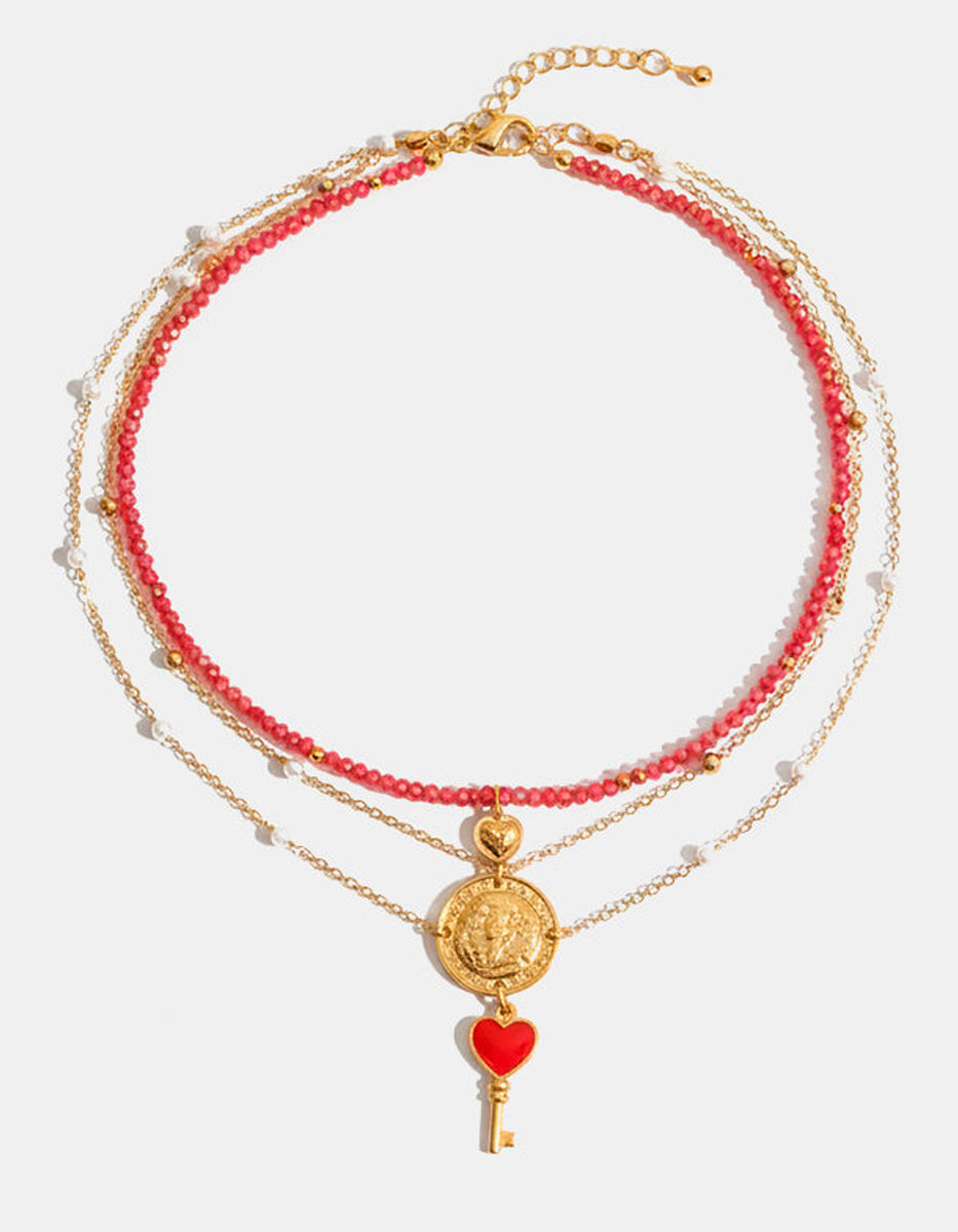 Collar moneda auténtica y corazones Memorias
