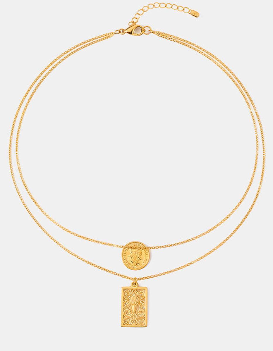 Collar moneda auténtica con corazón en marco Memorias