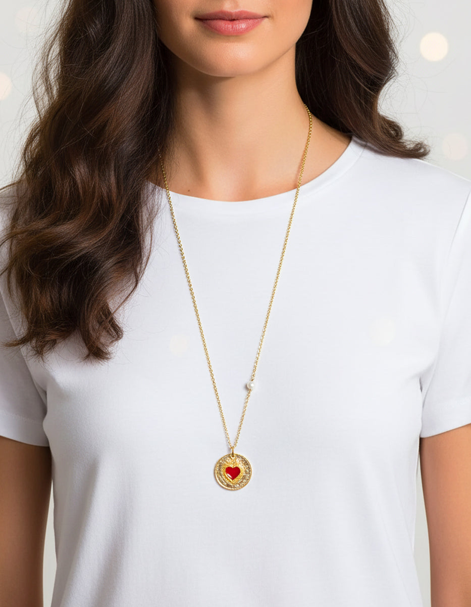 Collar moneda auténtica con corazón Memorias