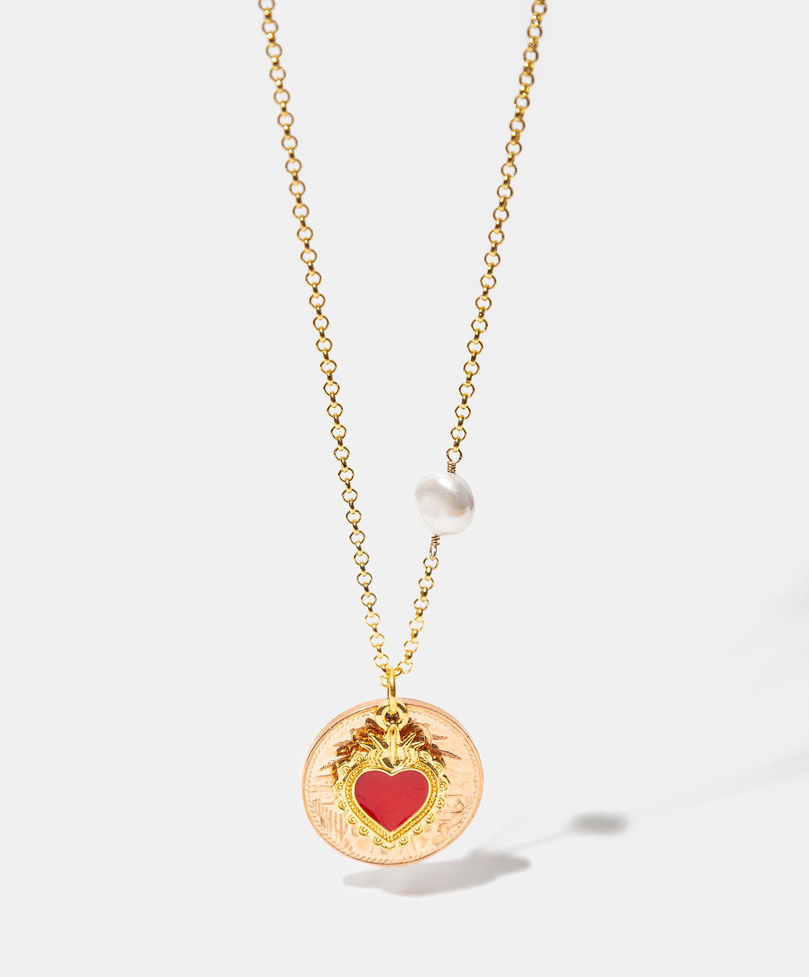 Collar moneda auténtica con corazón Memorias