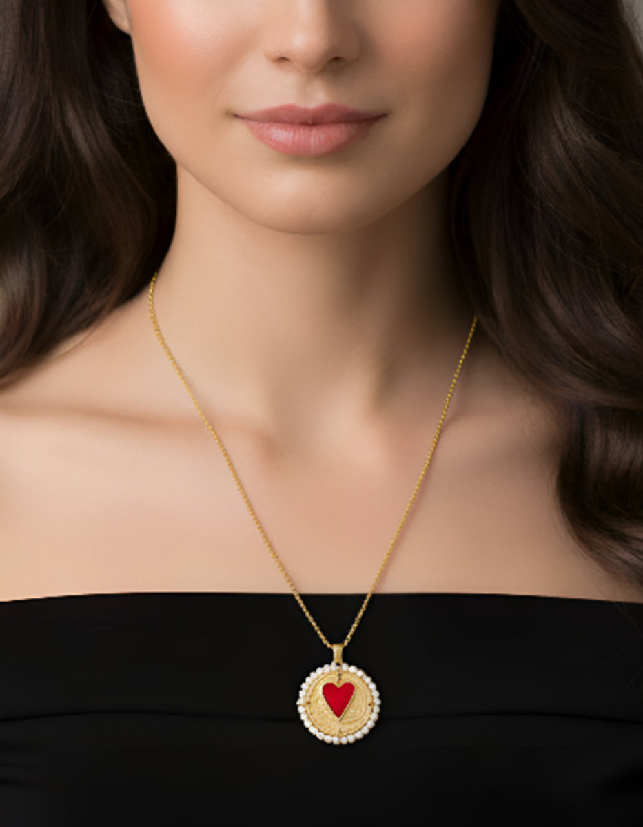 Collar moneda auténtica con dije de corazón Memorias
