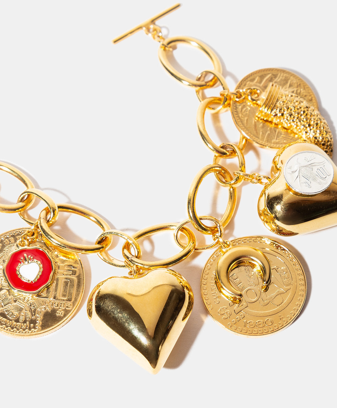 Pulsera monedas auténticas corazones Memorias