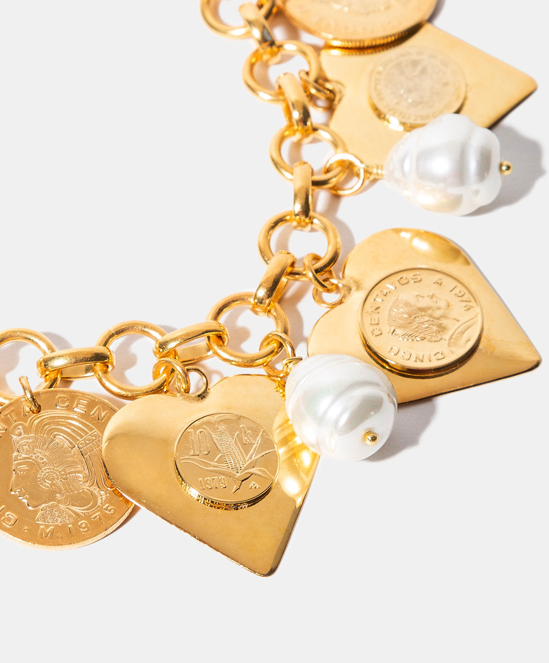 Pulsera monedas auténticas corazones Memorias