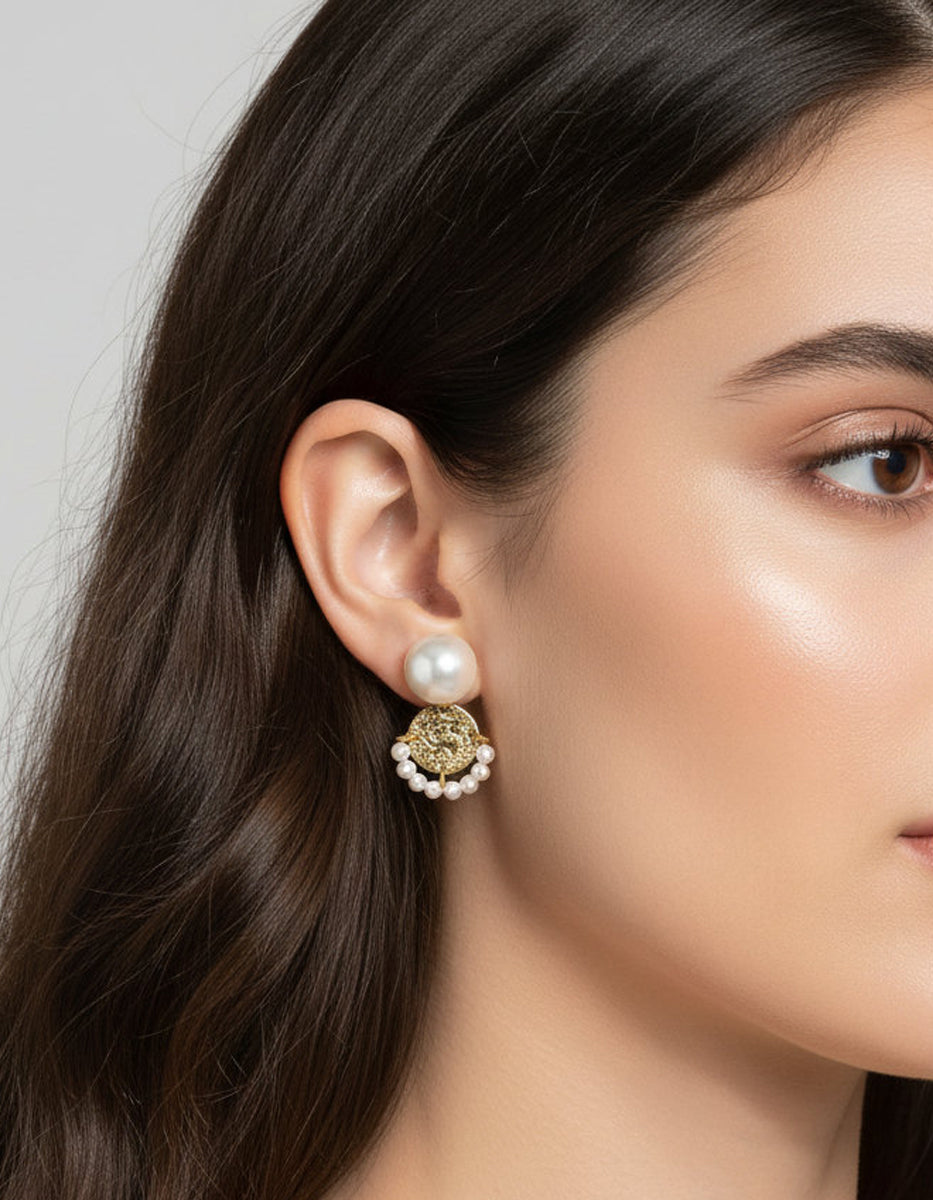 Aretes con perlas Mabe y monedas auténticas Memorias