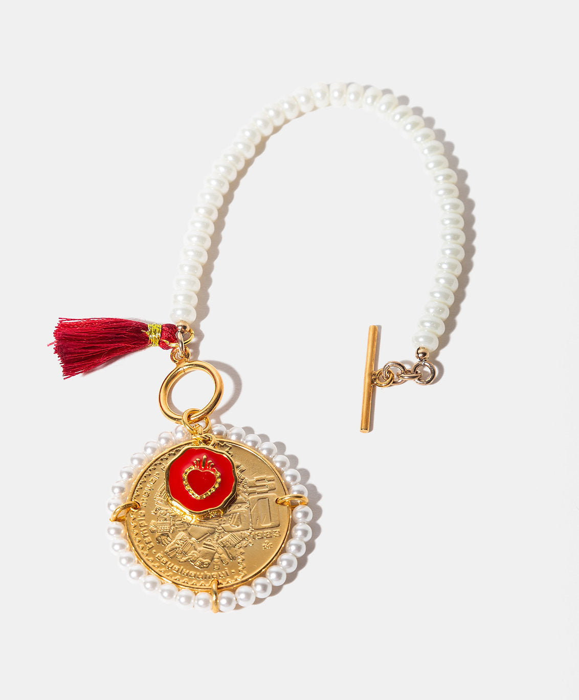 Pulsera con perlas y moneda auténtica Memorias