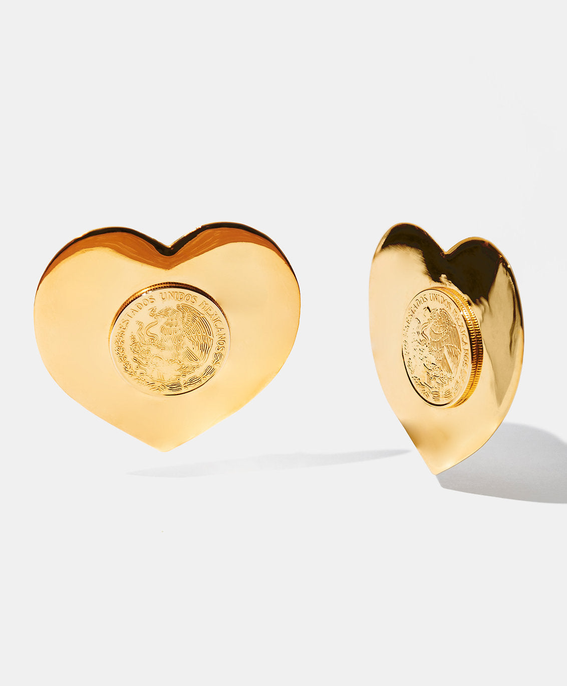 Aretes moneda auténtica corazón Memorias