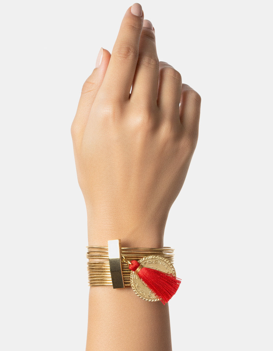 Brazalete líneas con moneda autentica Memorias