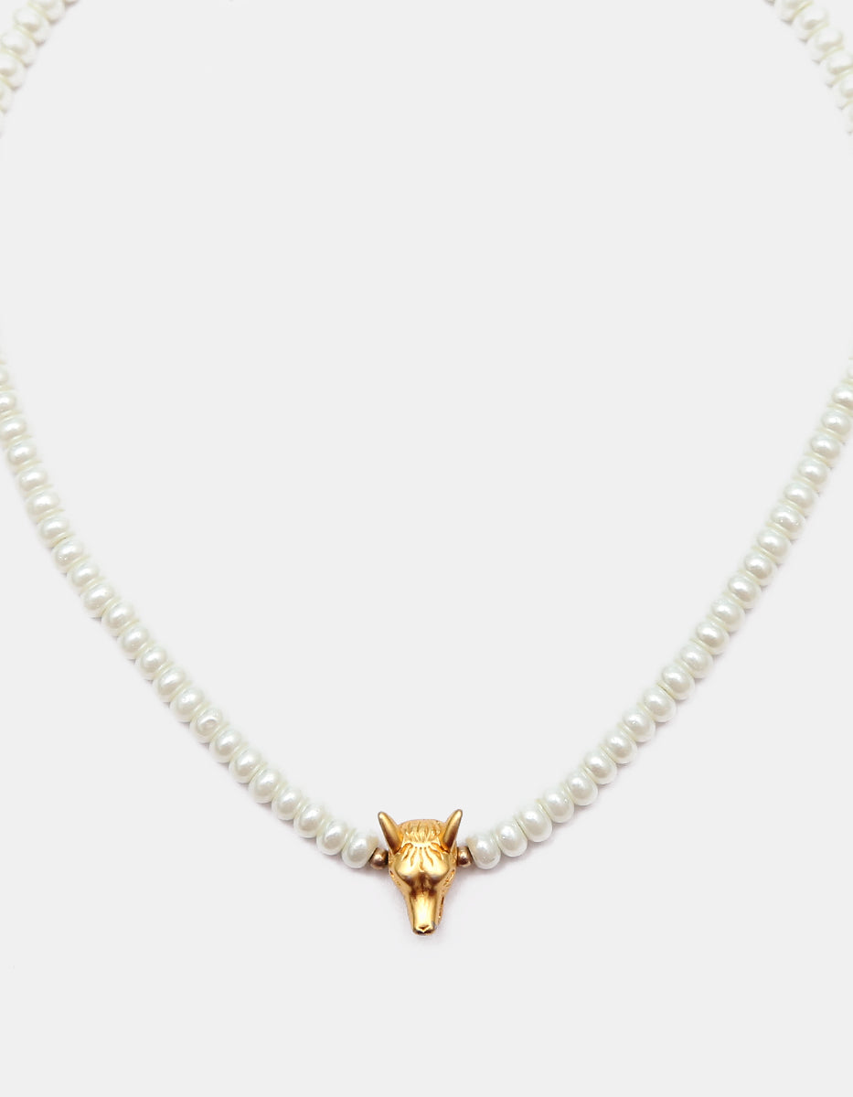 Collar Vermeil oro 22 kt con perla mabe y dije de xoloitzcuintle Nordic