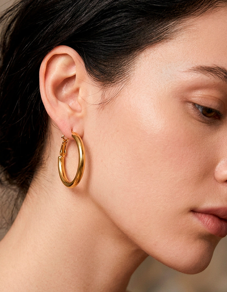 Arracadas de bronce en baño de oro 22kt Golden Chic