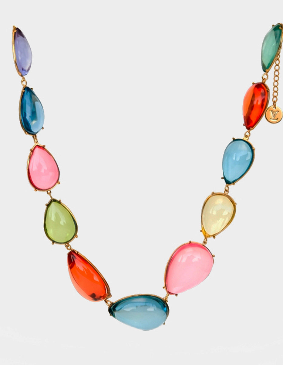 Collar con cabuchones en forma de gota de baquelita multicolor Mandragora