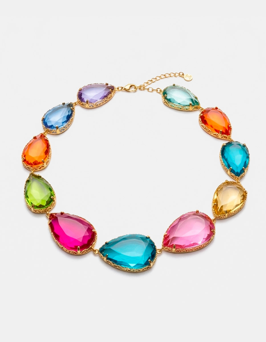 Collar con cabuchones en forma de gota de baquelita multicolor Mandragora