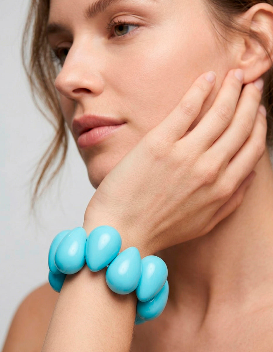 Brazalete de óvalos con gemas de ágata azul Mandragora