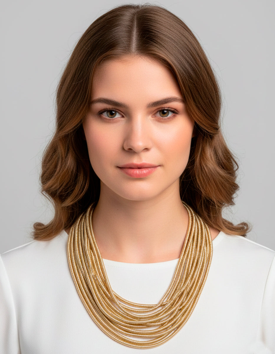 Collar Oro Laminado 22 kt de 11 Hilos de Disminución Golden Chic