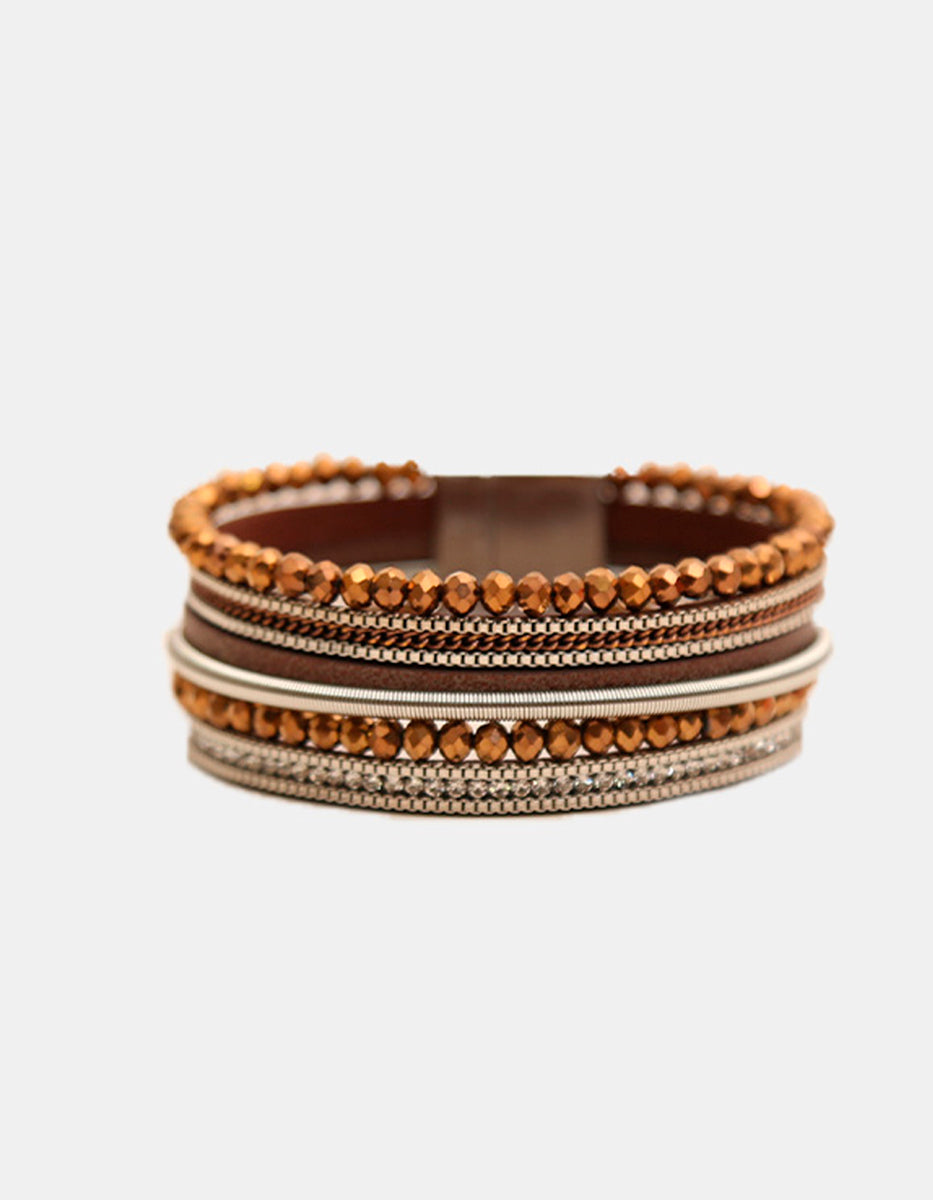 Pulsera hilos con cristales austriacos tonos marrones