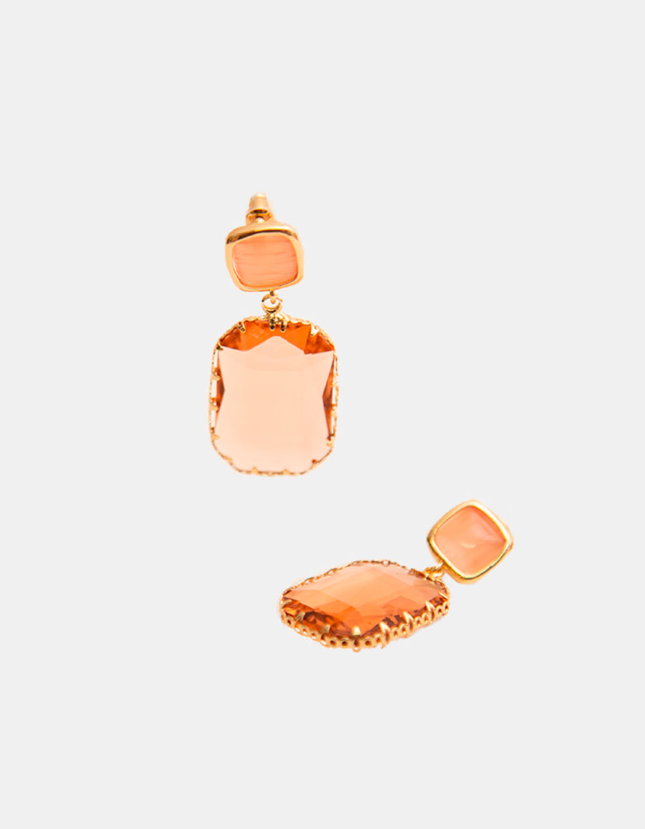 Aretes Espinolita Coral Geométricos Marquesa