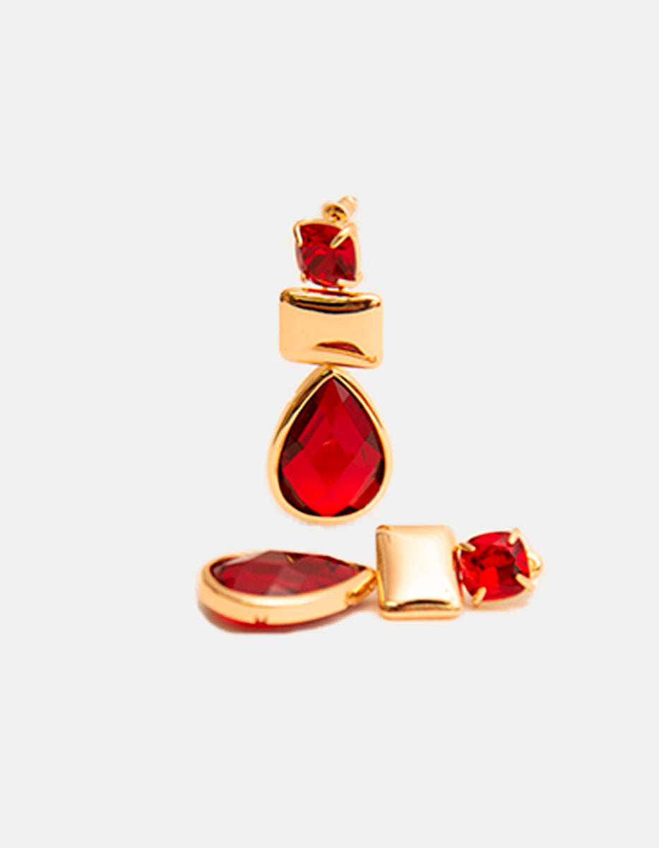 Aretes Espinolita Roja & Dorado Marquesa