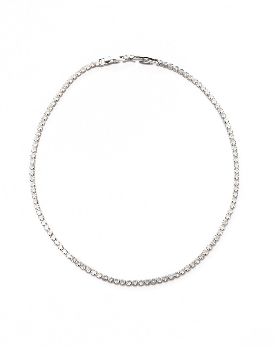 Pulsera de metal noble en baño de platino con topacios blancos corte baguette Festive Style
