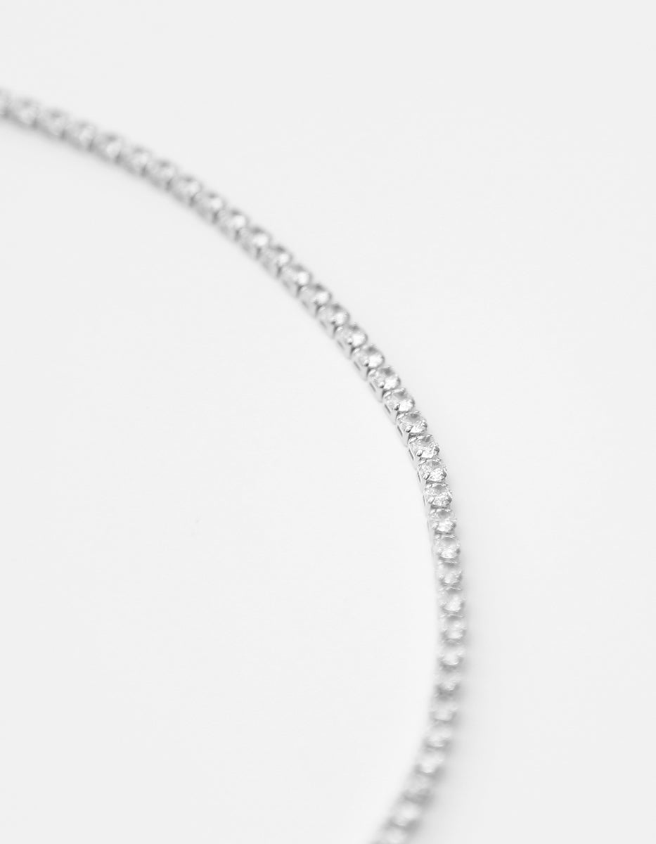 Pulsera de metal noble en baño de platino con topacios blancos corte baguette Festive Style