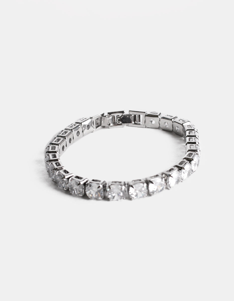 Pulsera de metal noble con topacios blancos en corte brillante Festive Style