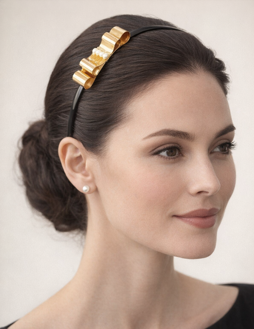 Diadema con moño & perlas mabe Viena