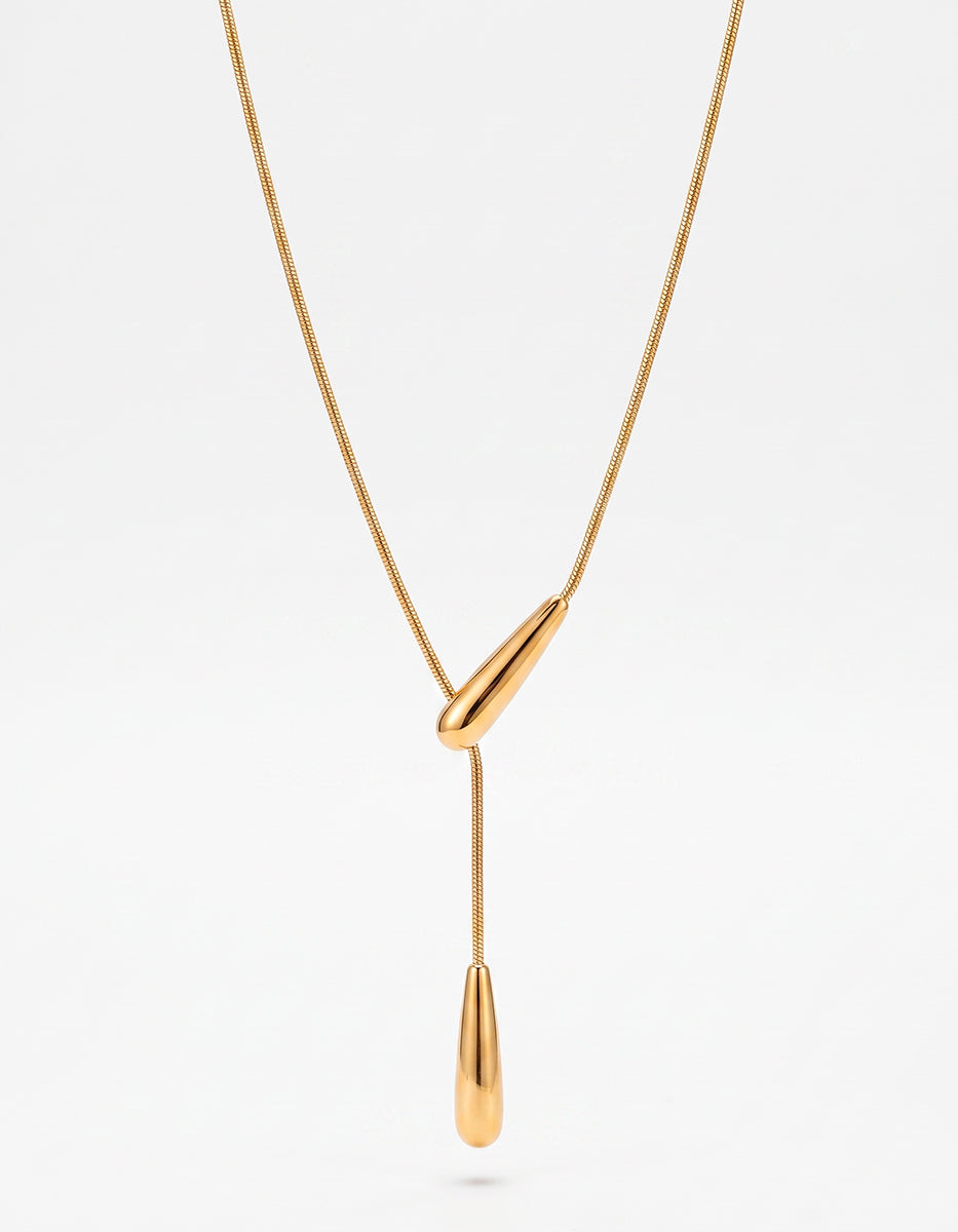 Collar gold-filled de 22kt lariat con gotas