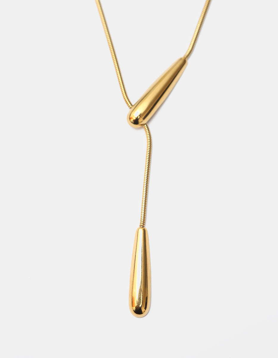Collar gold-filled de 22kt lariat con gotas