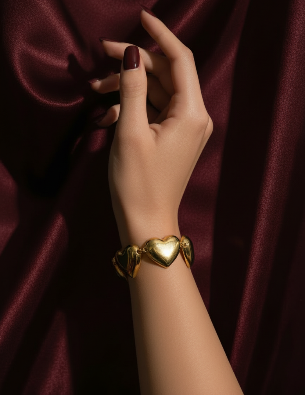 Pulsera Gold-filled con corazones Love Story