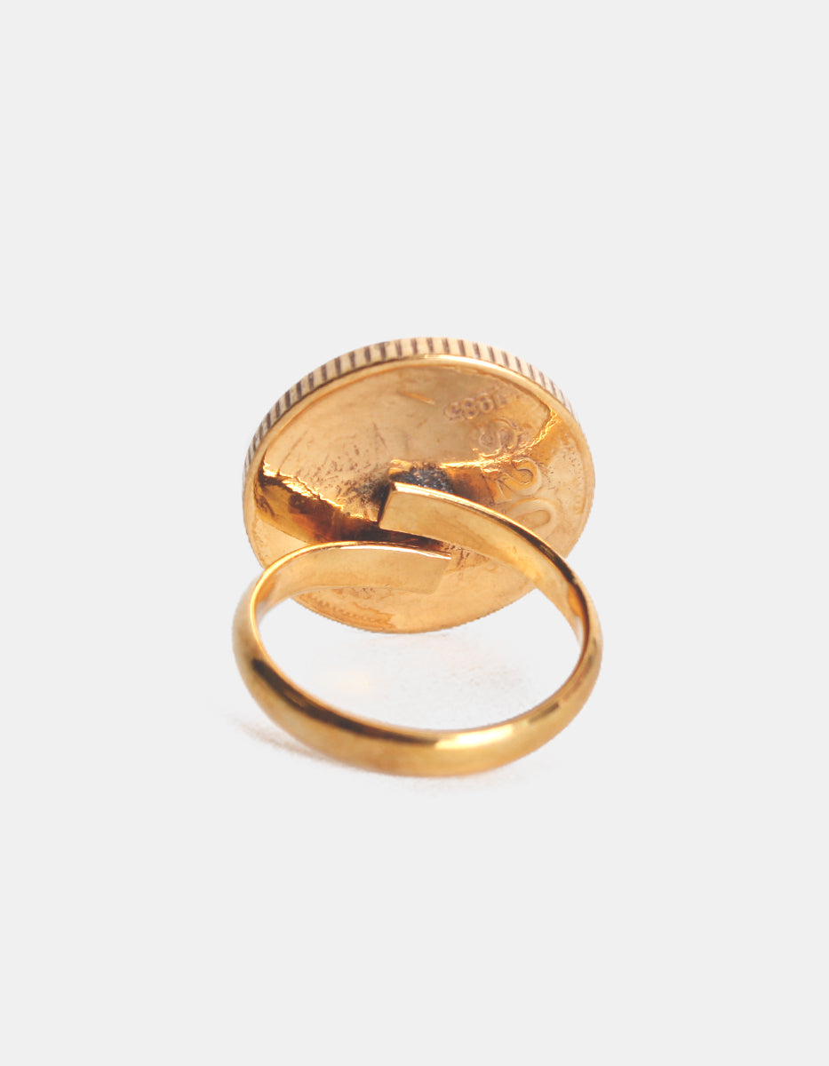 Anillo ajustable con símbolo patrio aguila baño oro 22kt Memorias