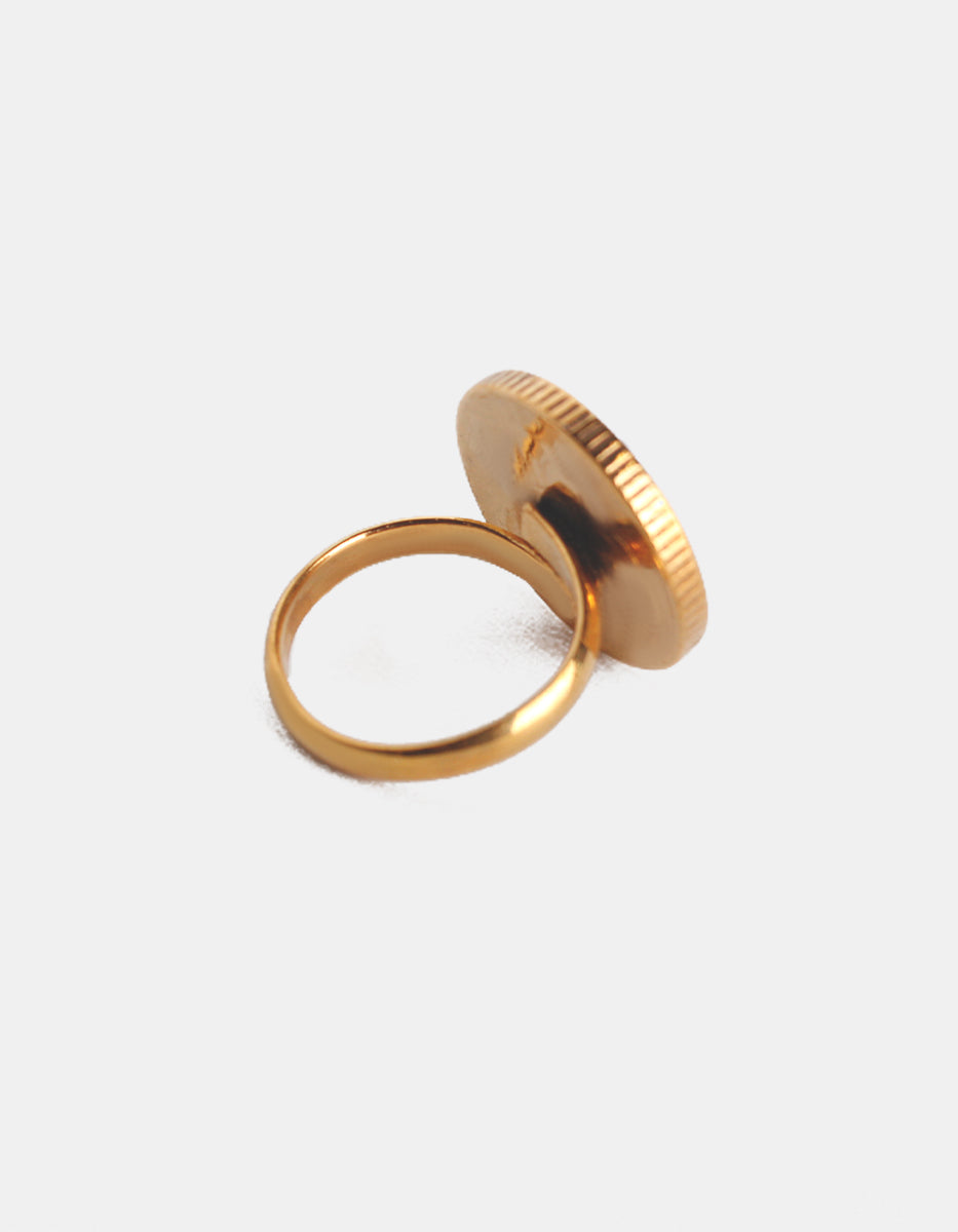 Anillo ajustable con símbolo patrio aguila baño oro 22kt Memorias