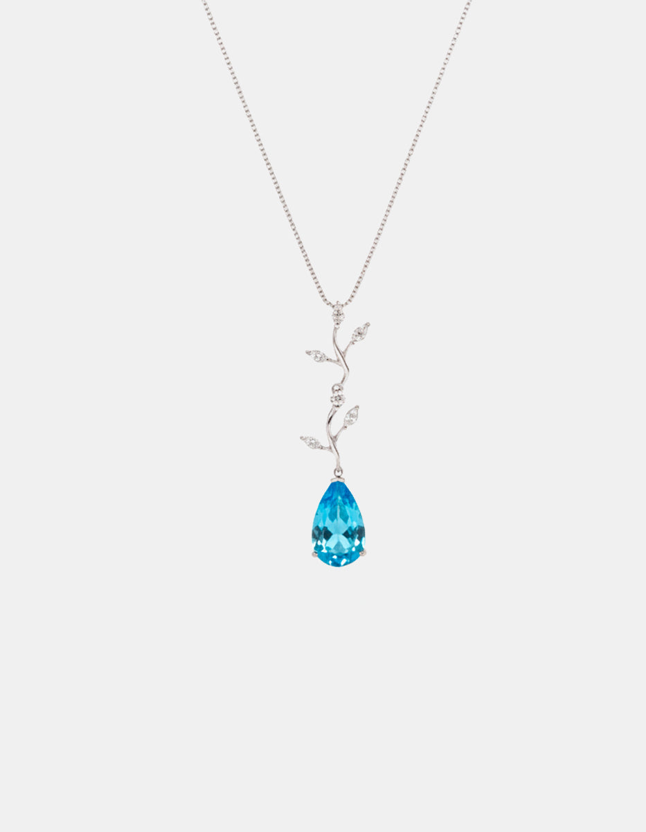Dije con cadena de plata .925 y espinolita en tono azul Marquesa