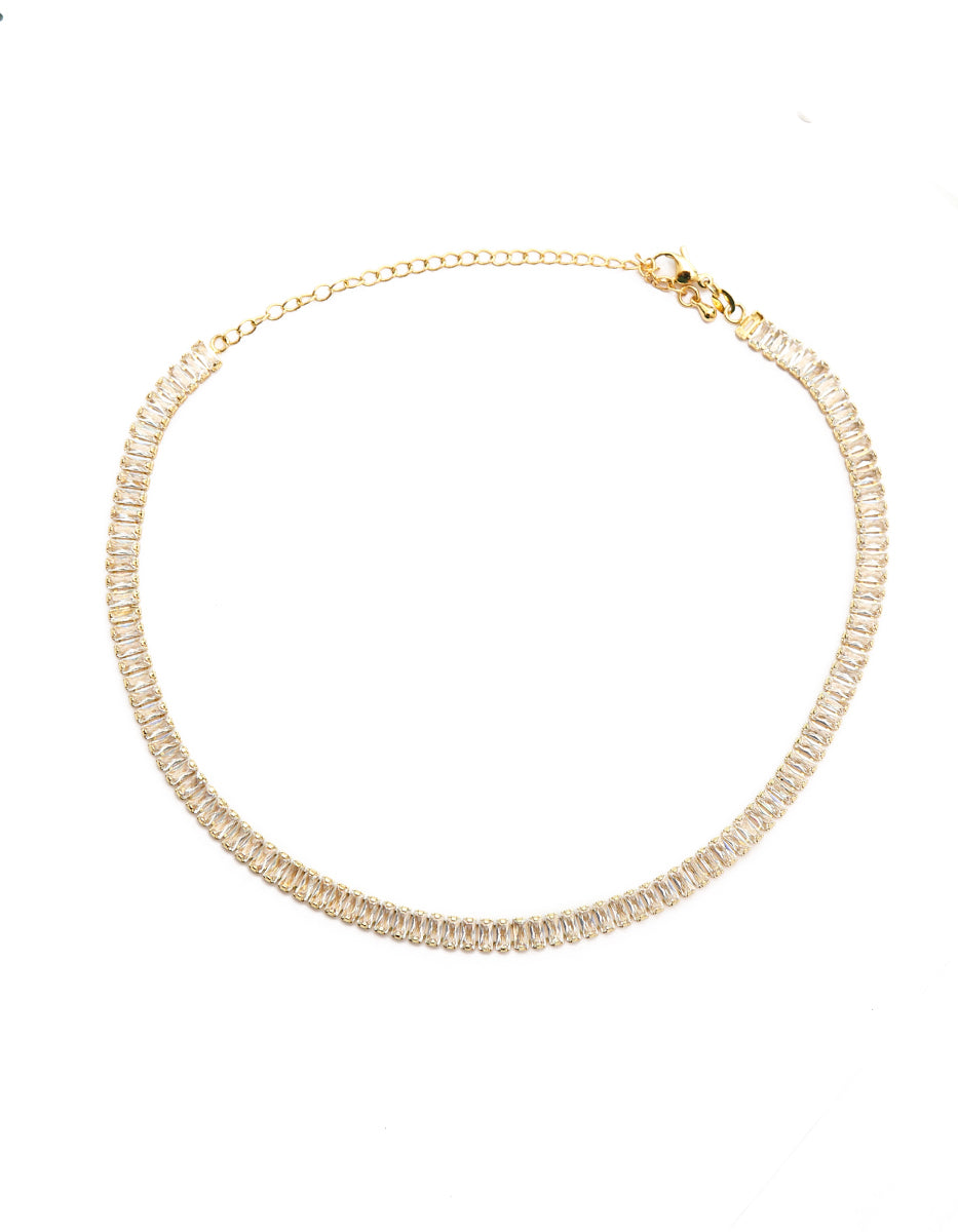 Collar de bronce en baño de oro 22 kt con topacios corte baguette Festive Style