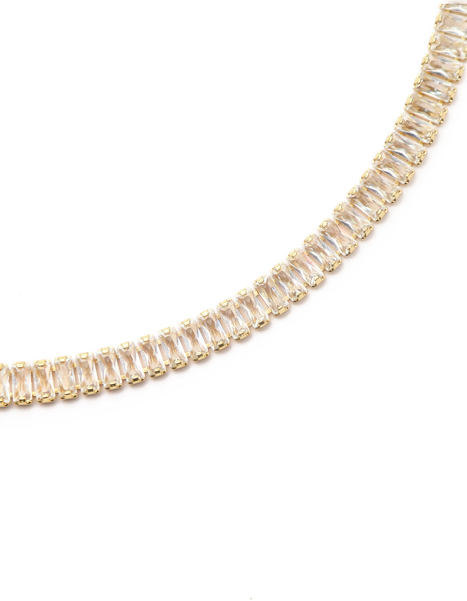 Collar de bronce en baño de oro 22 kt con topacios corte baguette Festive Style