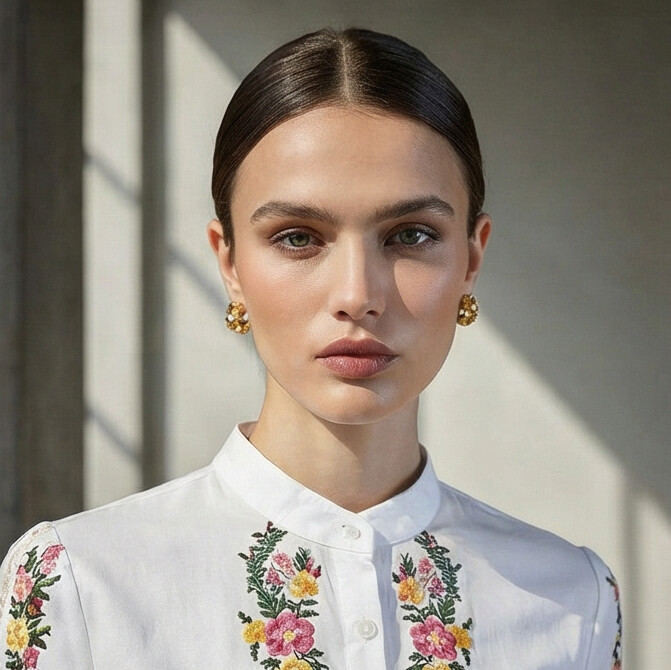 BLUSA DETALLES BORDADOS DE FLORES COLORIDAS MANDRAGORA