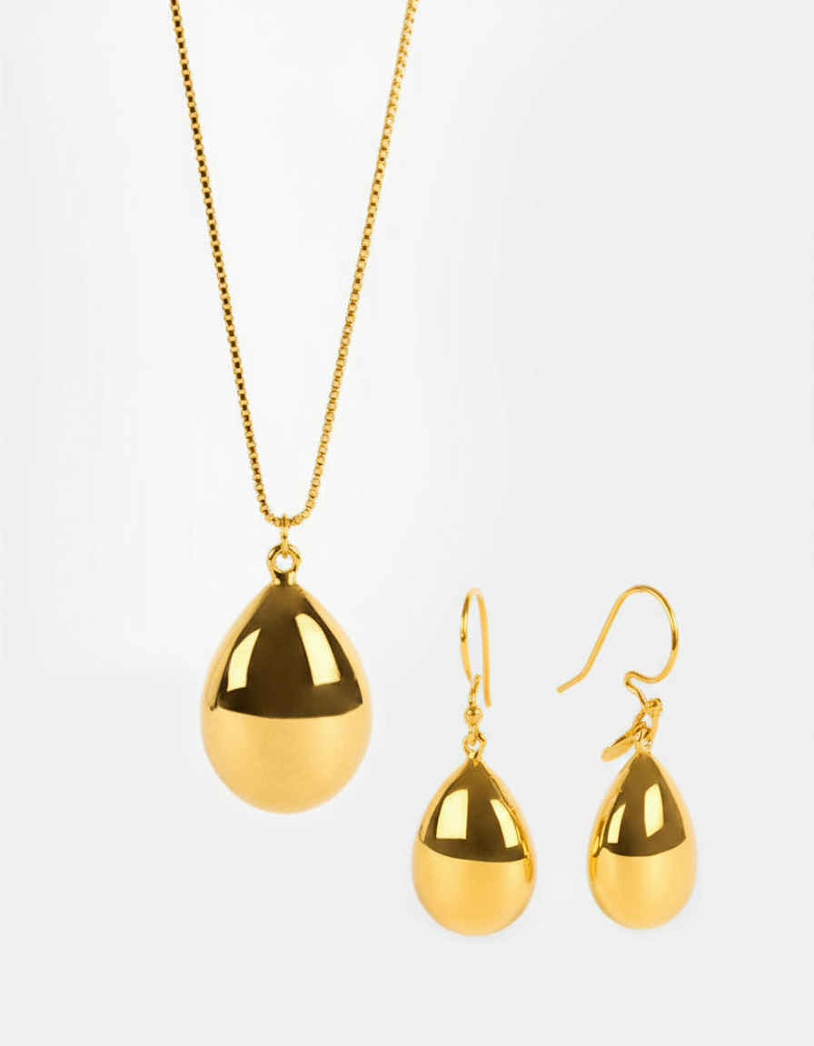 Set de Collar y aretes con forma de gota