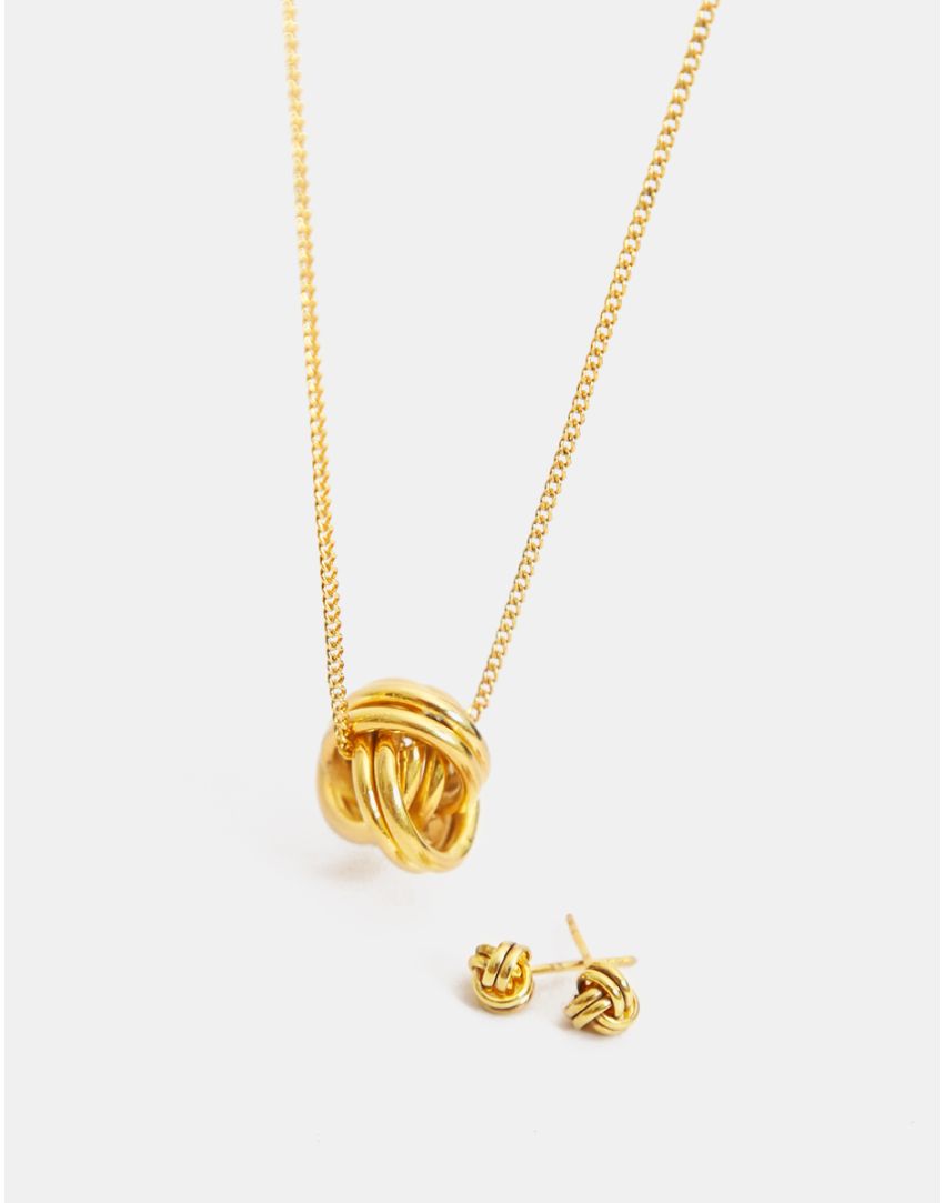 Collar y broqueles con nudo