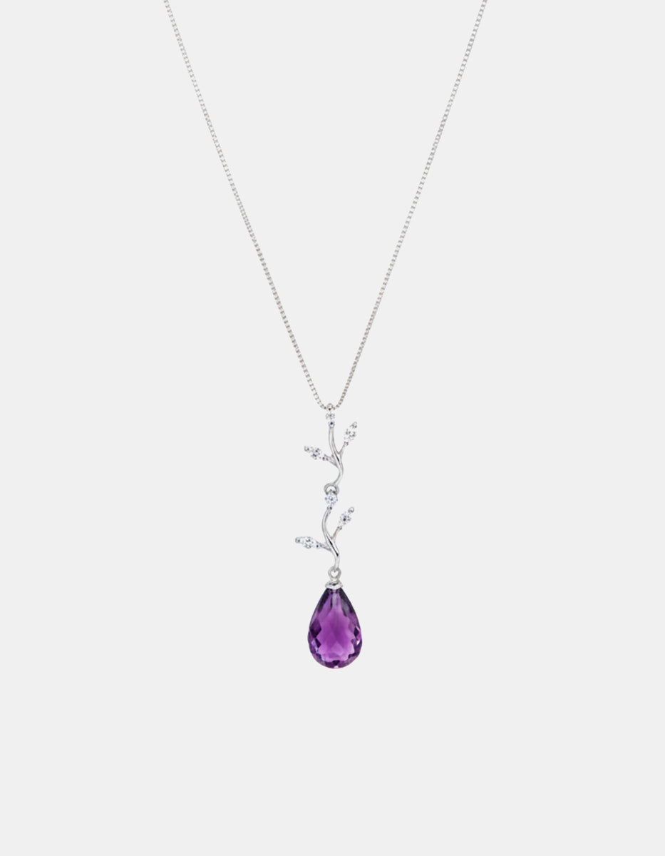 Dije con cadena de plata .925 y espinolita en tono morado Marquesa