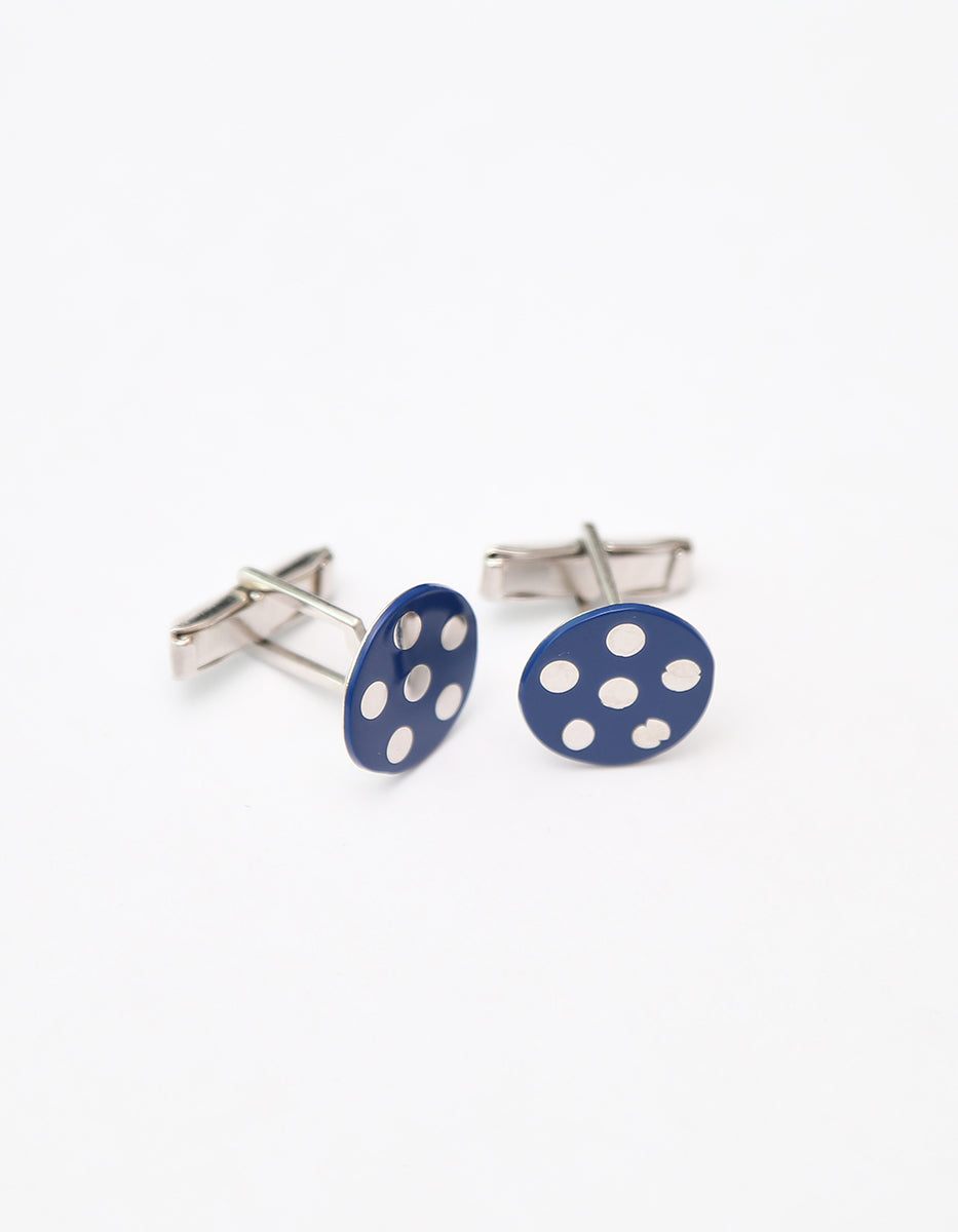 Mancuernillas circulares metal noble baño platino con lapislázuli Nordic