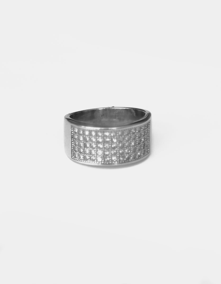 Anillo de acero inoxidable en baño de rodio con espinolitas en frente Talla 11 Nordic