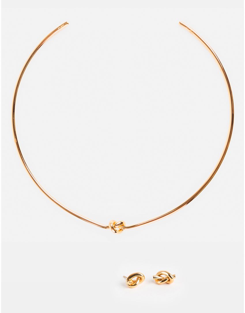 Set de Gargantilla y broqueles con forma de nudo