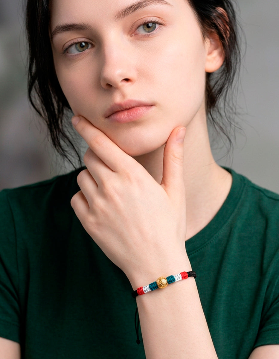 Pulsera Quetzalcóatl Balón de Plata de ley .925 con Baño de Oro 22kt